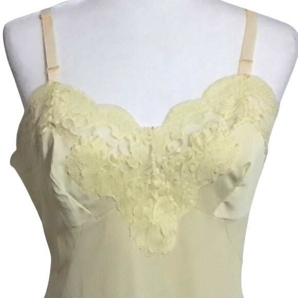 Vintage Sears Dress Slip Size 36 Pale Yellow Undergarment Lingerie Non Cling - Picture 4 of 11